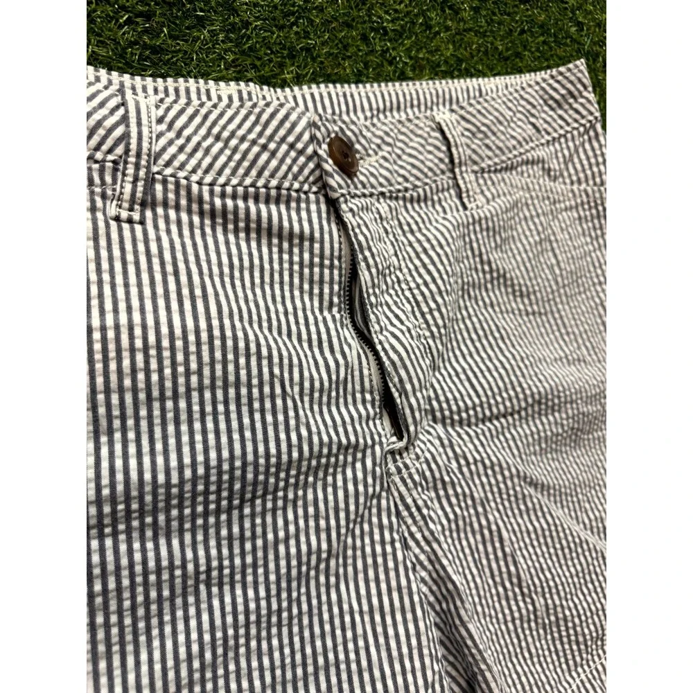 St. John's Bay Chino Shorts Women 14 White Black Striped Slash Pocket Flat Front